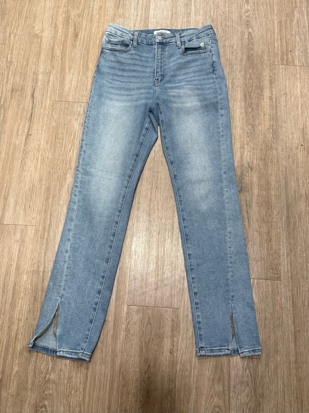 Lovervet by Vervet LV1113 Jeans 31/13 High Rise Straight Split Hem Light Wash